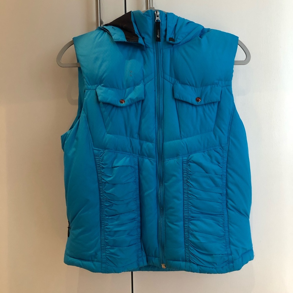 Columbia Warm Down Vest with Hood Fun Blue Color